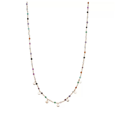 Leaf - Halskette -Rainbow- Rosegold /vergoldet Multi-Gems
