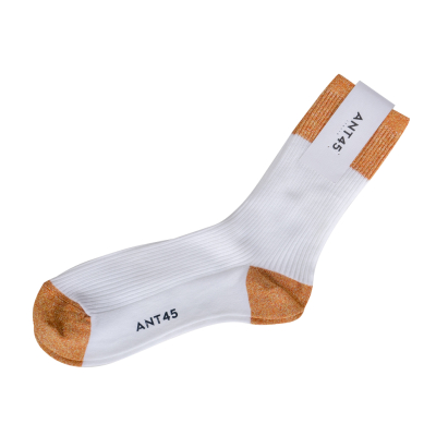 ANT45 - Socken -Maribo- Weiß/Orange-Gold-Lurex
