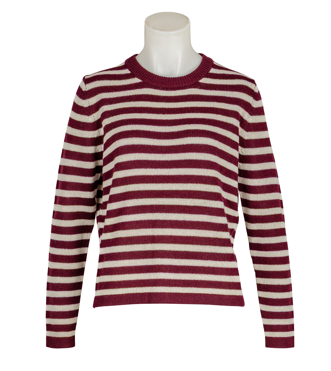 Allude - Pullover - gestreift - Bordeauxrot - Ecru