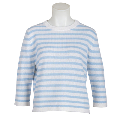 Allude - Pullover - gestreift - hellblau - ecru