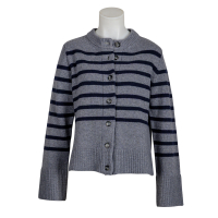 Anna V Berg - Cardigan - Dorothea - gestreift - grau - blau