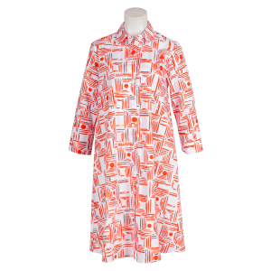 Robert Friedman - Kleid - Lenal - weiß - orangerot...