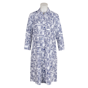 Robert Friedman - Kleid - Lenal - weiß - dunkelblau...