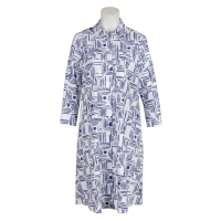 Robert Friedman - Kleid - Lenal - weiß - dunkelblau - grafisch