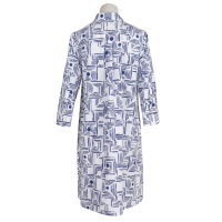 Robert Friedman - Kleid - Lenal - weiß - dunkelblau - grafisch