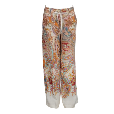 Cambio - Hose - Adrienne - Paisley Muster - ecru, orange, zimt, flieder