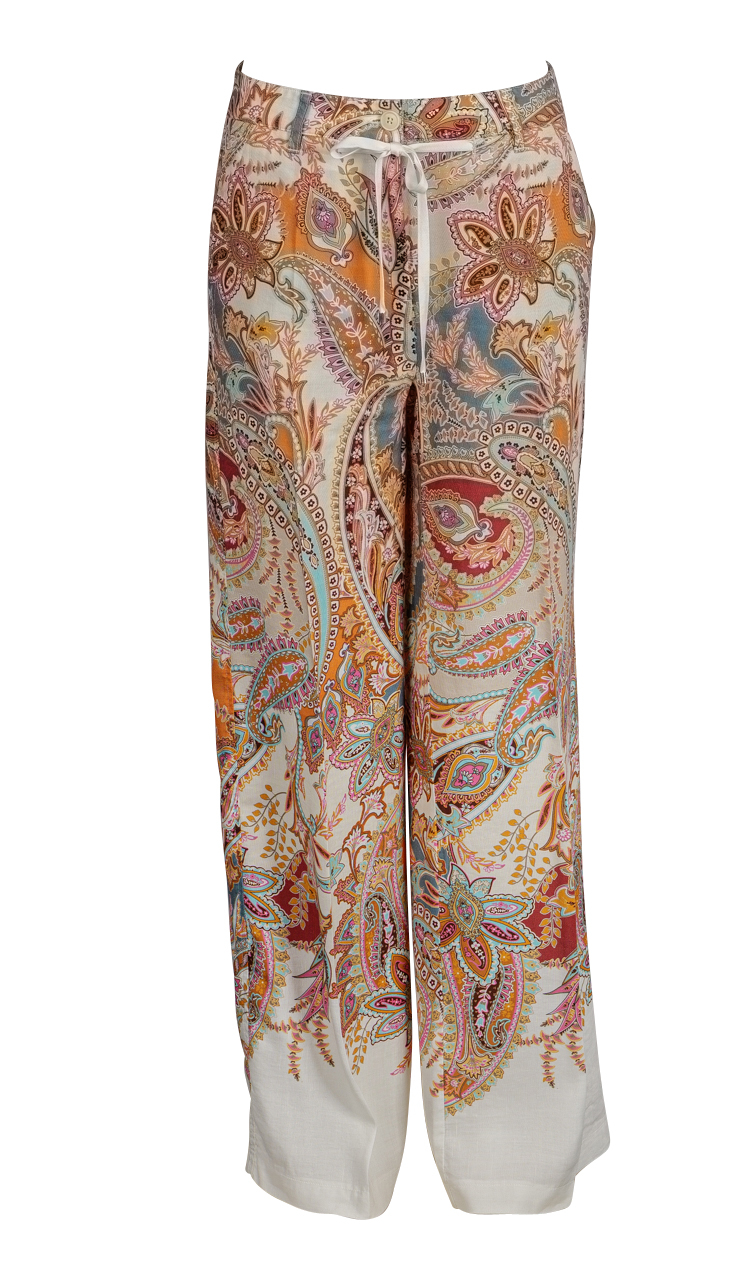 Cambio - Hose - Adrienne - Paisley Muster - ecru, orange,...