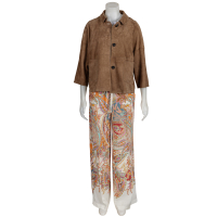 Cambio - Hose - Adrienne - Paisley Muster - grau - lila - rot