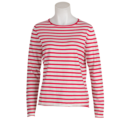 Allude - Pullover - gestreift - weiß - rot