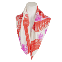 friendly hunting - Seiden - Tuch - Garden Eden - ecru - pink - rot