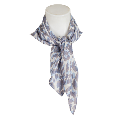 friendly hunting - Seiden - Tuch - Leoprint - blau - grau - ecru