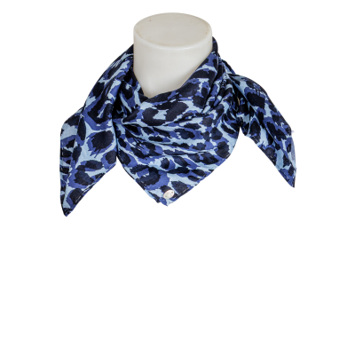 friendly hunting - Seiden - Tuch - Leoprint - hellblau - tinte - dunkelblau