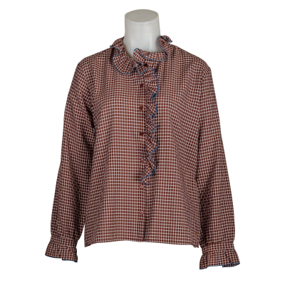 des petits hauts Bluse "Sulli" kariert - braun - weiß / blau