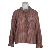 des petits hauts Bluse "Sulli" kariert - braun - weiß / blau