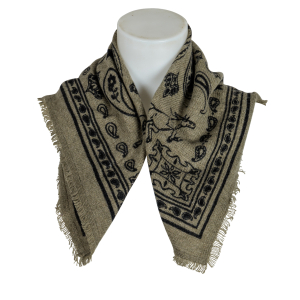 Anna V Berg Tuch Cashmere  "Nele" - oliv / schwarz