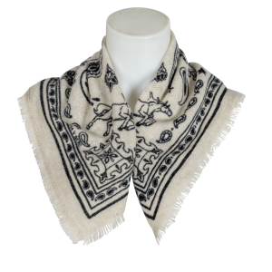 Anna V Berg Tuch Cashmere  "Nele" - ecru / schwarz