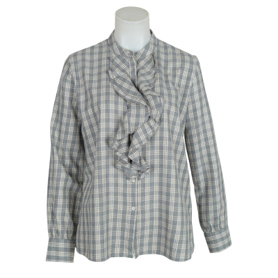 Soluzione Bluse Rüschen - grau creme kariert