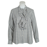 Soluzione Bluse Rüschen - grau creme kariert