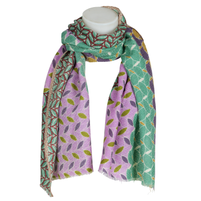 Épice Woll-/Seidenschal - grün / flieder multicolor