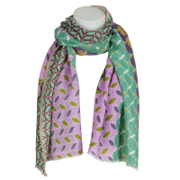 Épice Woll-/Seidenschal - grün / flieder multicolor
