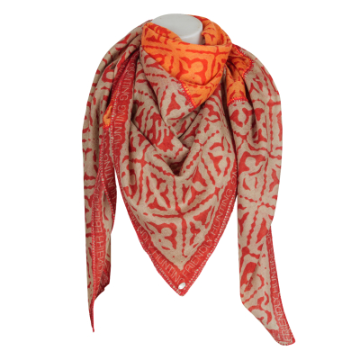 friendly hunting - Cashmere Tuch "Eyes of Marrakesh" - karminrot sand orange