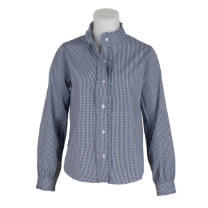 Soluzione Bluse Rüschen - blau weiß schwarz kariert