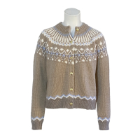 Anna V Berg - Cardigan "Laura Fair Isle - Toast" - camel, ecru, hellblau